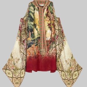 Etro Luxury Silk Top With Detachable blouse Cape US XL